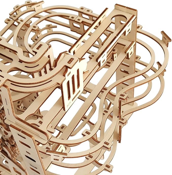 Wooden Marble Run 3D Puzzle - Wood Crafts Mechanical Marble Run Assembly Building Model Kits - Wooden Puzzle DIY Brain Teaser Puzzles - Christmas Birthday Gifts for Adults & Teens
