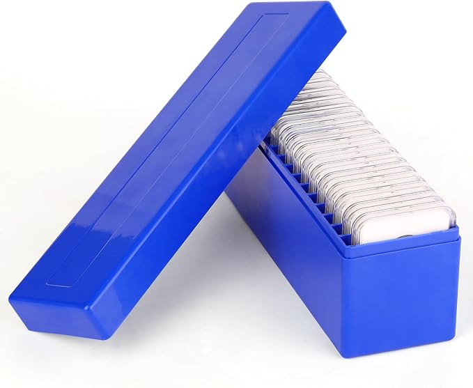 Plastic Coin Slab Storage Box – 20-Slot Coin Holder Organizer Case Fits for PCGS NGC PMG PCCB Slabs, Secure Coin Collection Box for Collectors, Home, Office, Bank Use (Box Only, Blue)