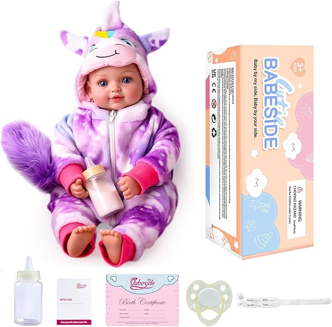 BABESIDE Baby Doll Girl - 15-Inch Realistic Baby Doll with Blue Eyes, Soft Body in Unicorn Outfit Life Like Baby Dolls That Look Real for 3 4 5 6 7 8 9 Years Girl, Birthday Gift and Pretend Play