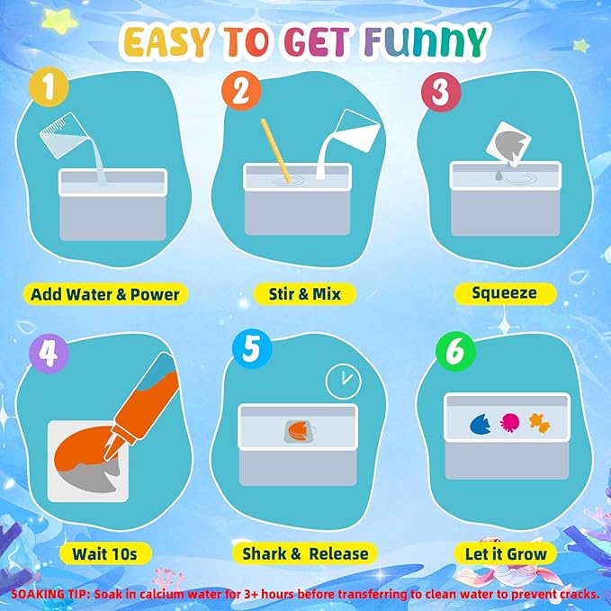 Magic Water Elf Toy Kit– 20 Magic Gels (2 Glow-in-The-Dark) & 18 Sea Creature Molds, DIY Aqua Fairy Water Gel Crafts Toy, Make Water Pets & Squishy Figures, Fun Birthday Gift for Kids Ages 3+