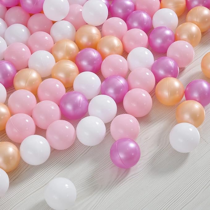 Ball Pit Balls Pack of 100 200 500 - Star and Round Set BPA Free Phthalate Free Non-Toxic Crush Proof Play Balls Soft Plastic Balls for Toddlers Baby Kids Birthday Pool Tent Party