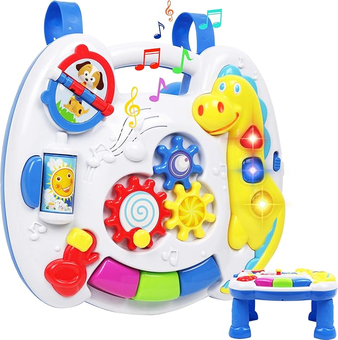 2-in-1 Toddler Activity Table & Crib Toy | Removable Legs & Attachable Straps for Versatile Baby Play