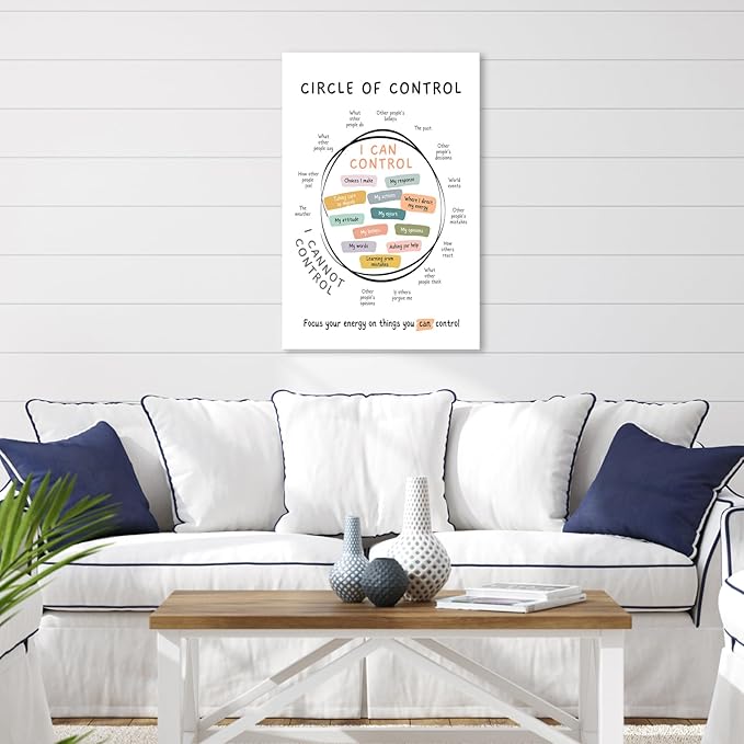 Circle Of Control Poster What I Can And Cannot Control Therapy Office Wall Art Kids Mental Health Poster Calm Down Corner School Decor 16x24in Framed