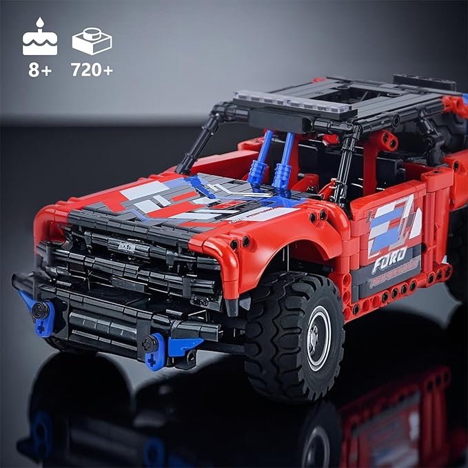 VERTOY STEM Remote Control Building Car - Educational Building Toys Gift for Kids Boys Girls Age 8-12 Year Old, Bigger Red Off-Road Model(720+ pcs)