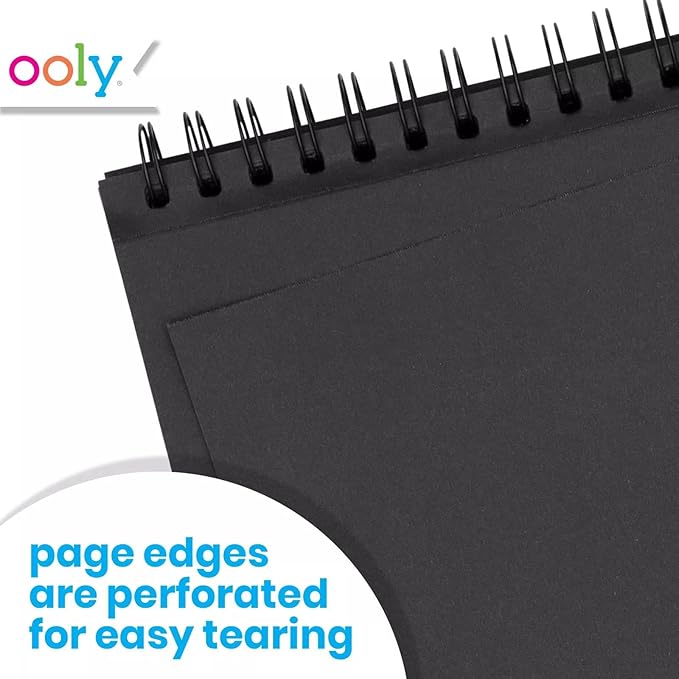 OOLY DIY Cover Small Sketchbook, 5 x 7.5 Inches, Black Paper Sketchbook, Drawing Book for Kids, Artists Drawing Pad for Gel Pens and White Pencils