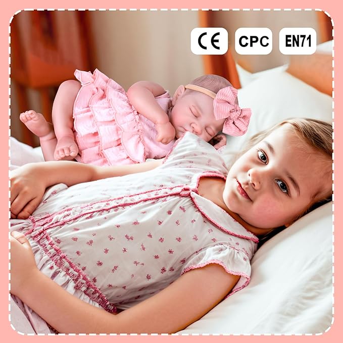 Aori Reborn Baby Dolls Girl 20'' Realistic Sleeping Newborn - Lifelike Poseable Vinyl Baby Doll with Feeding & Outfit Set - Weighted Body for Cuddling, Gift for Collectors & Kids 3+
