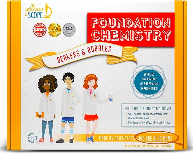 Chemistry Kit, Science Experiment for Girls & Boys, STEM Activities for Kids Ages 8-12, Beakers & Bubbles Foundation Chem Set