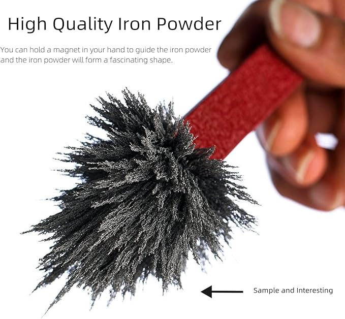 AOMAG Magnetic Iron Powder Filings Sand for Magnet Education, School Projects and Science Experiments Storage Jar (13 Ounces) with Shaker Lid