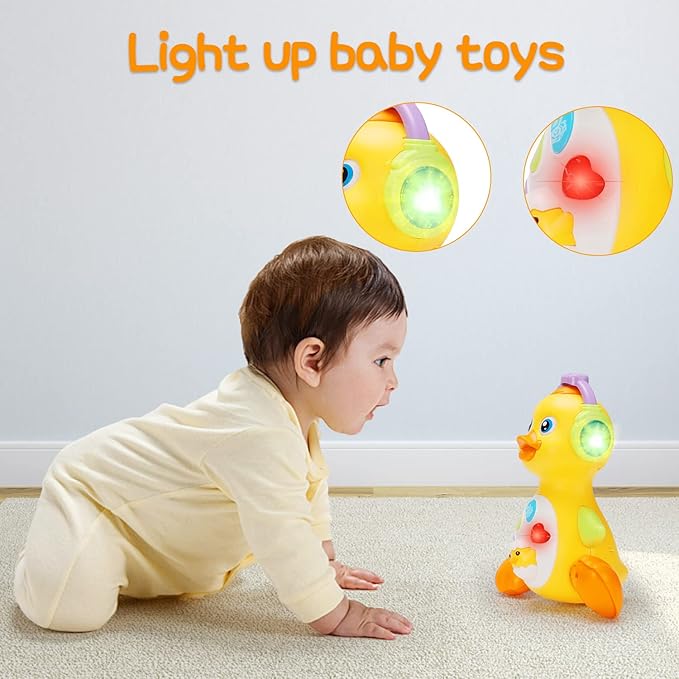 Tsomtto Baby Musical Duck Toy Dancing Crawling Tummy Time, Light Up Infant Toys 0-3-6 6-12 12-18 Months Halloween for 1 2 Year Old Boys Girls Baby Learning Development Toddler Toys Age 0-2