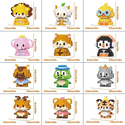 12 Pack Animals Building Block Sets,Micro Mini Animals Party Favors for Kids, Birthday Gift for Boy Girl(1,691 Pieces)