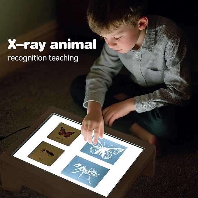 Light Table for Kids -Sand Painting Light Box All-in-One Sandbox Alternative with Tracing Light Box, 10 Dimming Levels & 50+ Pieces(USB)
