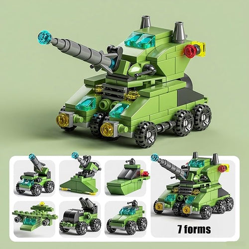 138-Piece Military Building Blocks Set – Army Tank Vehicle Toy with 7 in 1 Transformable Models, STEM Construction Kit for Kids Ages 6-12, Combat Play & Collector’s Display