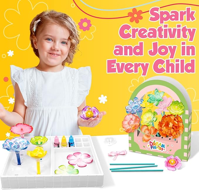 SkilLify Flower Craft Kits,DIY Paper Arts and Crafts Bouquet Toys for Kids, Create 3D Color Changing Blossoms, Educational Science Activity Preschool,Birthday Gifts for 4 5 6 7 8+Year Old Girls & Boys