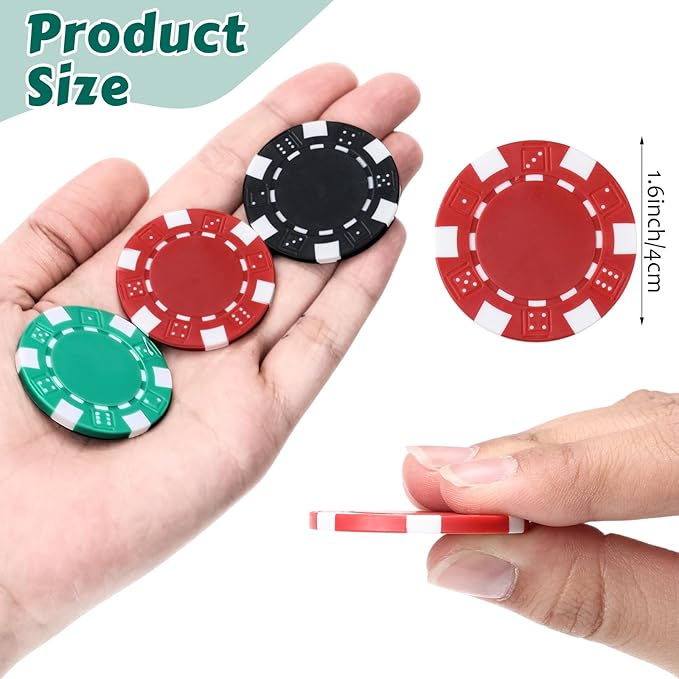 100 Pcs 11.5 Gram Poker Chips ABS Monte Carlo, 40 mm Bingo Chips Tokens Markers Blank Counting Bulk for Blackjack, and Card Night Poker Games