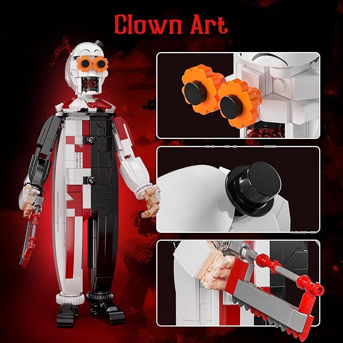 Clown Art Building Block Set, Halloween Horror Movie Sets Figure Set Compatible with Lego, Collectible Christmas Creative Toys for Film Fans Kids Boys and Girls (498pcs)