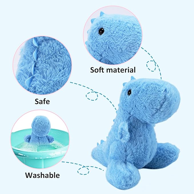 Blue Dinosaur Stuffed Animals for Boys, 9" Soft Stuffed Dinosaur Plush for Baby Shower, Cute T-rex Toy for Toddlers, Girls, Preschool, Party Decoration, Birthday Xmas Gifts for Grandkids