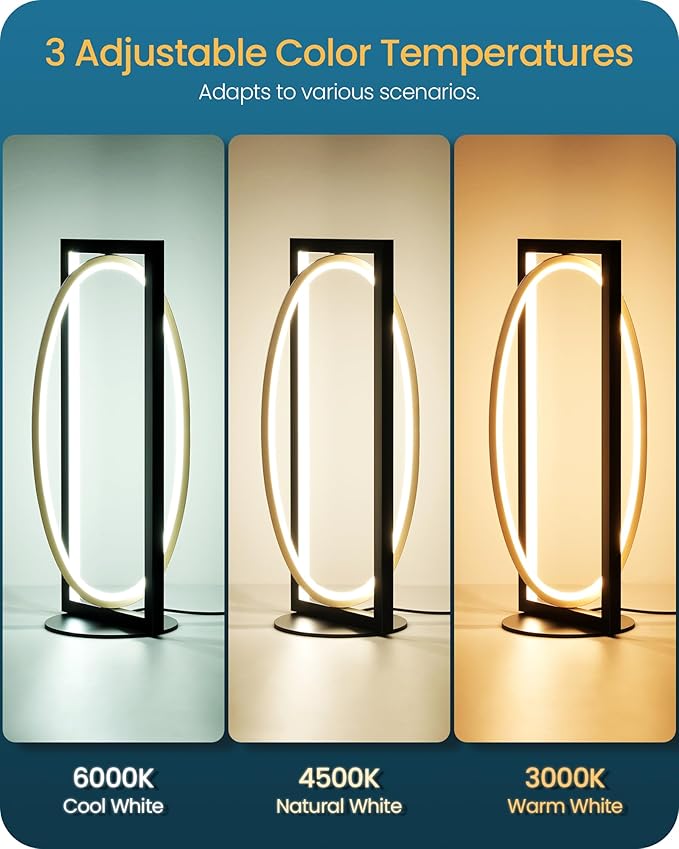 Modern LED Table Lamp, Dimmable Minimalist Bedside Lamp, 3 Color Temperatures, Angle Adjustable, Cute Desk Lamp, Nightstand Lamp for Living Room, Bedroom, Office, Black and Gold D62TL05