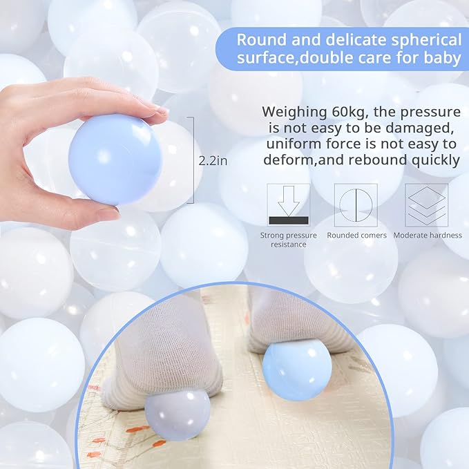 Ball Pit Balls Pack of 100 200 500 - Star and Round Set BPA Free Phthalate Free Non-Toxic Crush Proof Play Balls Soft Plastic Balls for Toddlers Baby Kids Birthday Pool Tent Party