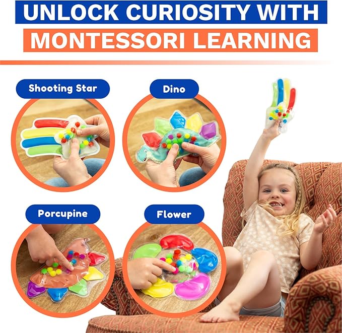 4-Pack Color Sorting Sensory Toys for Toddlers Ages 3+ Montessori Travel Toys Calm Down Toy for Preschool | Flower, Porcupine, Cloudy Rainbow Color Matching Activities Gift Ready for Boys Girls B-Day