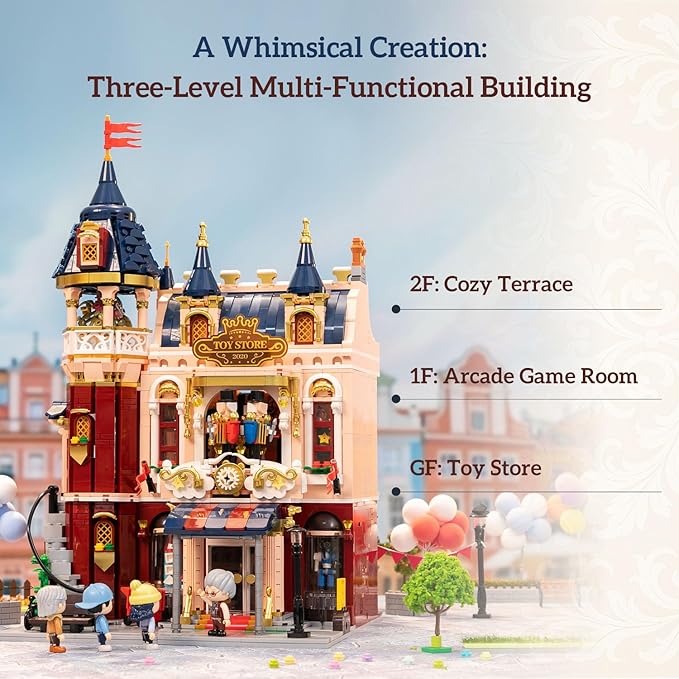 PANTASY Toy Shop Building Set for Adults, Nostalgic Modular Building with Detailed Facade & Interior Decoration, Creative Architecture Building Toy for Building Block and Design Lovers