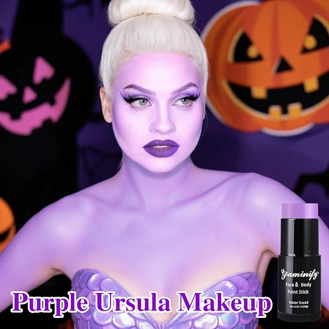 Light Purple Face Paint Stick,Water-Based Lavender Purple Body Paint Stick,Washable Halloween Face Painting for Ursula Sea Witch Costume,Professional SFX Makeup for Cosplay,1.06 OZ