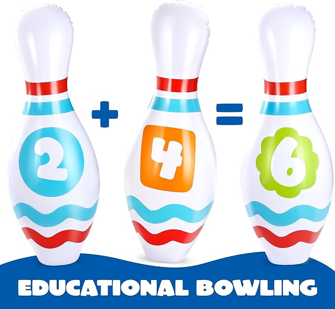 JOYIN Giant Inflatable Bowling Set for Kids and Adults, Christmas Birthday Party Games, Kids Education Motor Skills Toys