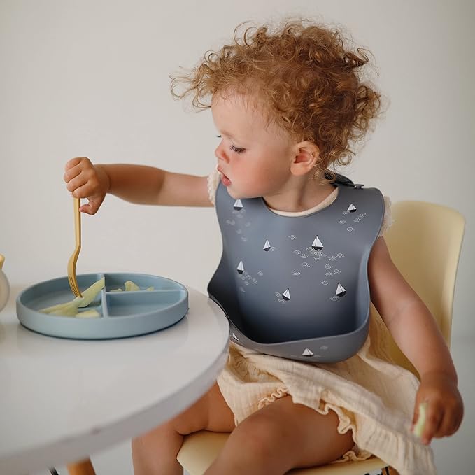 mushie Flatware Fork and Spoon Set for Toddlers | Made in Denmark (Daffodil)