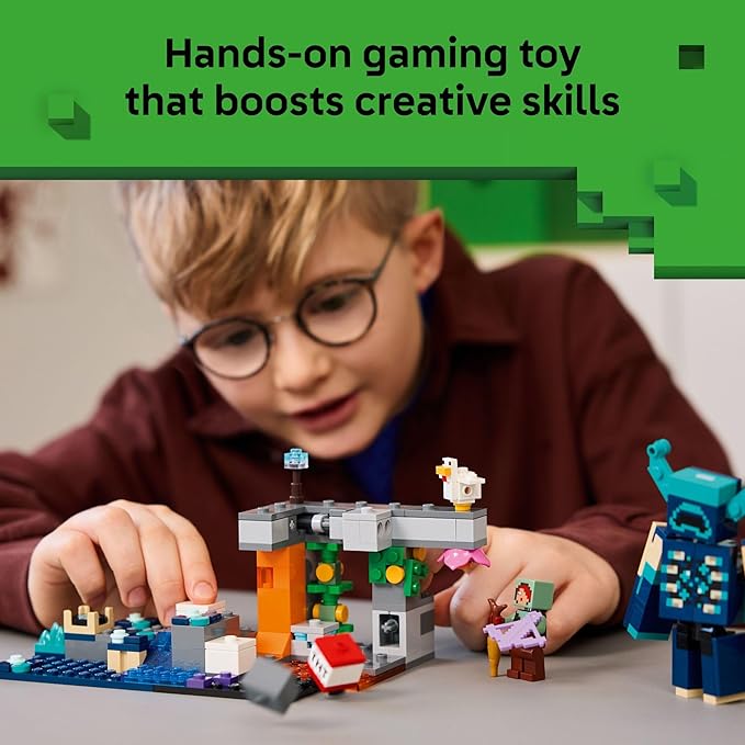 LEGO Minecraft The Warden Encounter Kids Toy - Collectible Building Set for Boys and Girls 7+- with Silent Ranger Minifigure - Stocking Stuffers Gift for Christmas - 21274