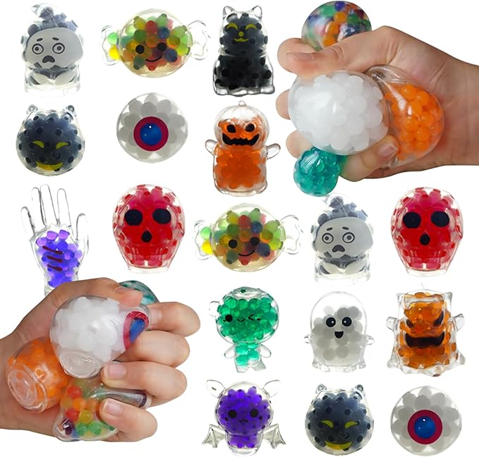 24-Piece Halloween Squishies – Halloween Stress Balls Miniatures for Kids and Adults, Squishy Fidget Toys for Halloween Party Favors, Halloween Prizes, Trick-or-Treat Giveaways