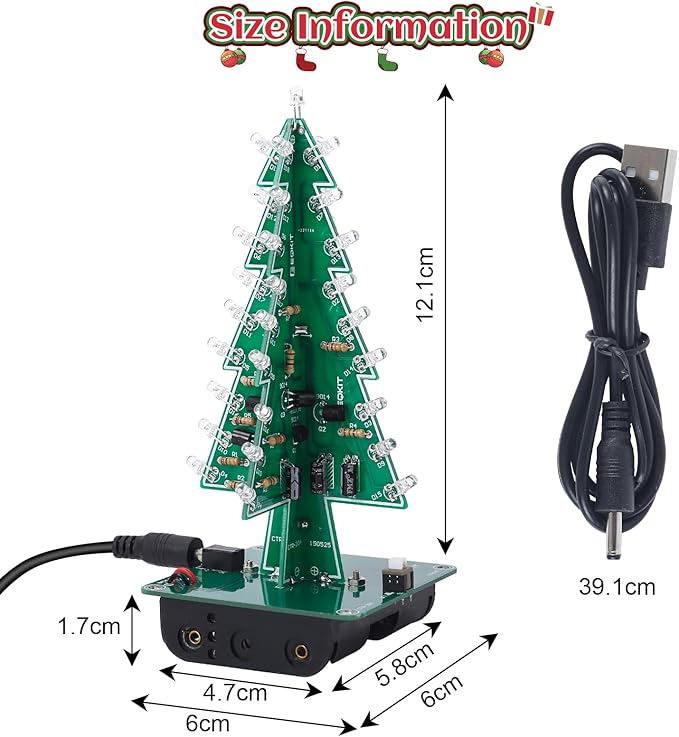 Christmas Tree Soldering Project, Icstation 3D Xmas Tree Soldering Kit with LED Flashing Lights Soldering Practice 7 Colors DIY Electronic Assemble Kit for Learning Teaching STEM Educational