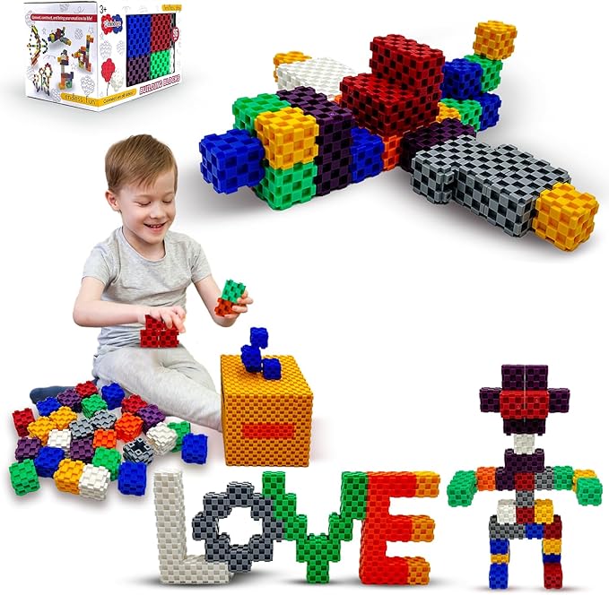 Building Blocks - 96 PCS STEM Educational Building Blocks for Toddlers & Kids Ages 3 to 9+ | Creative & Fun Building Toys for Boys and Girls - Ideal Christmas or Birthday Gift