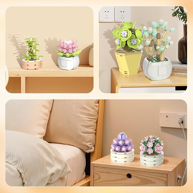NUTCRACKER Succulent Flower Botanical Collection Building Set for Adults - Plant Flower Mini Bonsai Toy Building Set, Home Office Decor, Christmas Birthday Gifts for Women (750 Pieces)