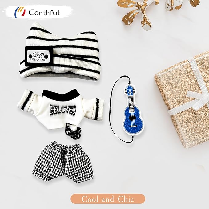 17cm/15cm Dolls Outfit Clothes Set,Accessories for Doll,Clothes Set for Dolls Dress Up (No Doll) (White+Black)