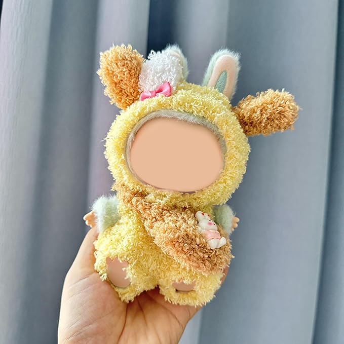 17CM Doll Clothes Set Yellow Hood + Yellow Jumpsuit + Brown Gag, Fashion Cute Dress-Up Clothes for Doll Accessories Outfit(No Doll Included)(LBB Clothes 14)