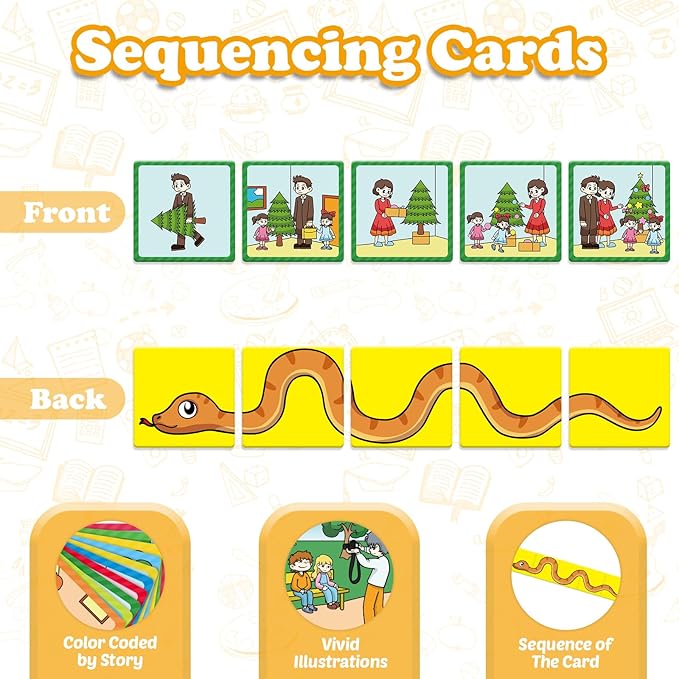 Sequencing Cards,Sequence Board Game for Kids,Speech Therapy Materials Toys for Autism,Story Storytelling,Social Skills,Sentence Building,Preschool Learning Activities,Classroom & Homeschool