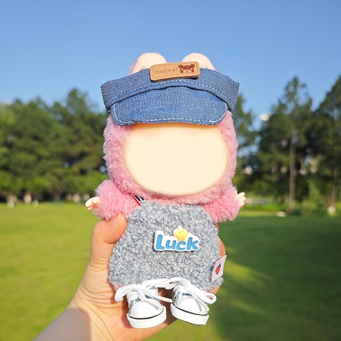 Clothes for 17cm Doll, 2 PCS Cute Blue Lucky Hat & Jumpsuits Set, Dress up Outfit Exquisite Accessories for Dolls