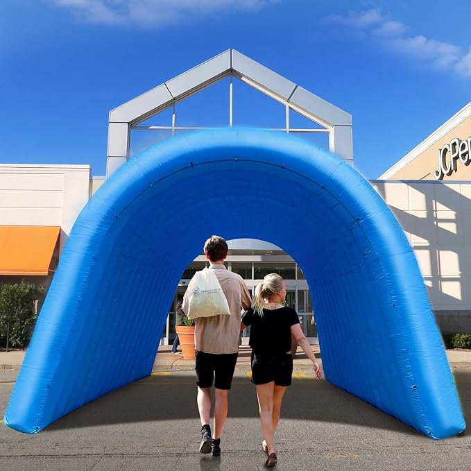 Inflatable Sports Tunnel Entrance with Built-in Blower – Advertising & Event Archway for Exhibitions, Shops, Supermarkets & Schools (Blue, 16x10x10Ft)