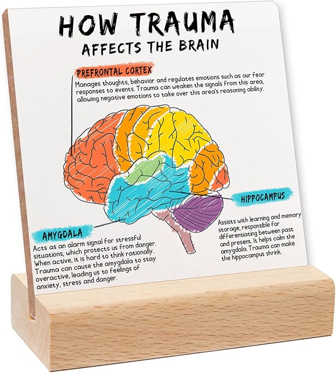 Mental Health Gifts, Therapist Office Desk Plaque, Book Center Classroom Playroom Calming Corner Sign Decorations, Psychology Gifts for Counselor, Brain Trauma Sign Wooden