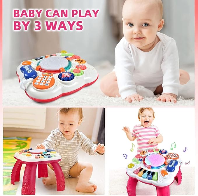 Baby Toy- Engaging Baby Activity Center for 6 12 18 Months Old- Safe, Sturdy, and Fun (11.8 x 11.8 x 12.2 inches) (Red)
