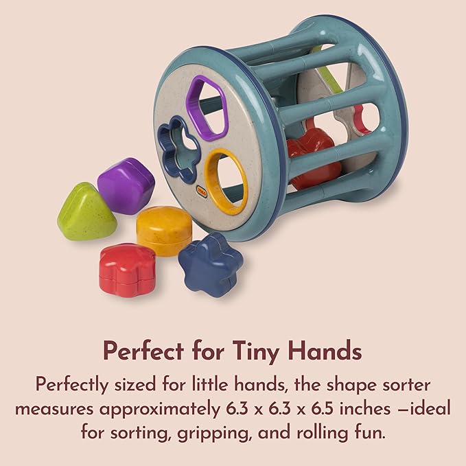 Tolo Rolling Shape Sorter | Interactive Toy for Babies 12+ Months | Includes 6 Colorful Shapes with Rattling Sounds | Develops Shape Recognition, Hand-Eye Coordination & Fine Motor Skills