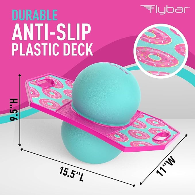 Flybar Pogo Trick Ball for Kids – Balance Bounce Board with Anti-Slip Deck – Pump Included - Indoor & Outdoor Toys for Boys and Girls Fun Way to Reduce Screen Time Supports up to 160 lbs – Ages 6+