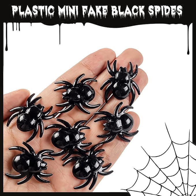 Crazy Night 50Pcs Realistic Spider Toys Halloween Vase Filler Prank Props Mini Acrylic Spider