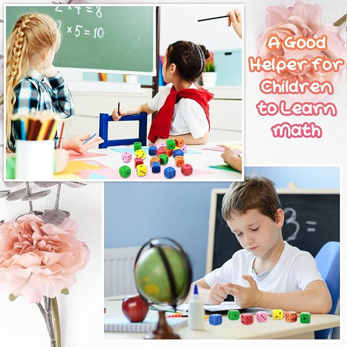 36 Pieces Foam Dice Colorful Cubes Block of Dice with Number Dots for Boy Girl Over 3+, Building, Educational Toys, Math Teaching, Pastime, Party Favors and Classroom Supplies