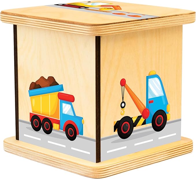 Wooden Piggy Bank for Kids and Adults, Personalized Gift Handmade in USA by BloomOwl, Custom Piggy Bank, Personalized Banks for Kids, Gifts for Baby Boys and Girls (Construction)