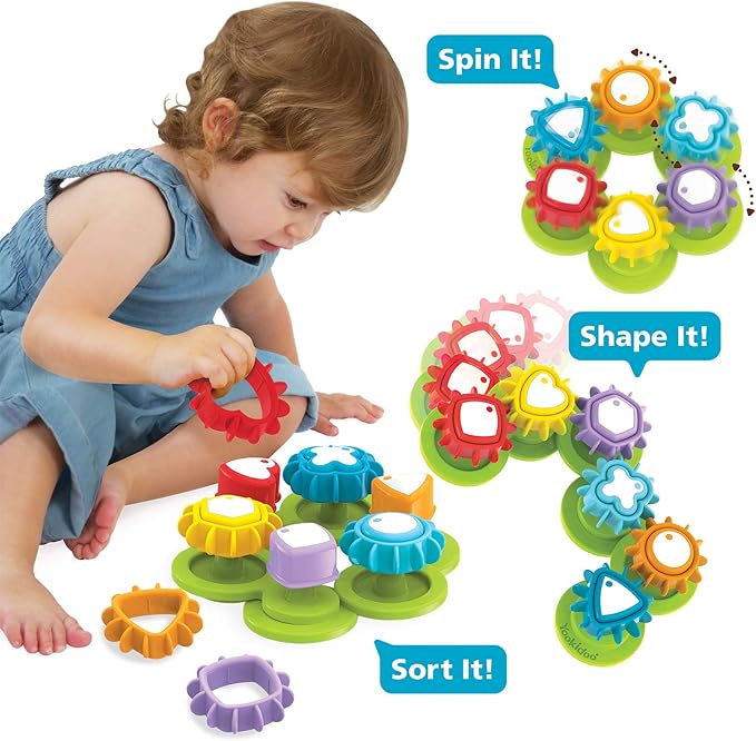 Yookidoo Shape ‘N’ Spin Gear Sorter. A Developmental Activity Toy for Kids Ages 1-3. Toddlers Sortering Game with Multiple Colors and Shapes, That Also Spins.