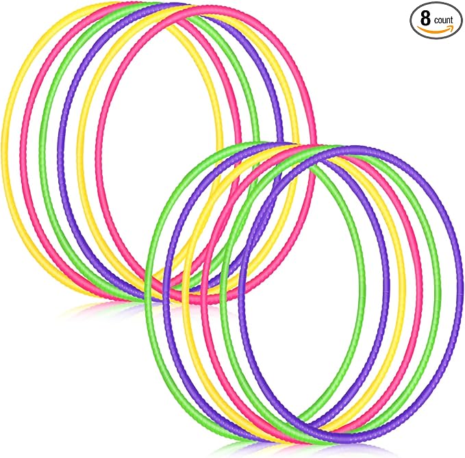 Sratte 8 Pcs Color Hoop Detachable Adjustable Hoop Exercise Ring Plastic Toys for Teens Games Gymnastics Dog Agility Equipment Party Decor, 4 Colors