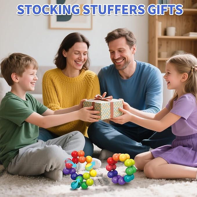 Autism Sensory Toys for Autistic Children, 3 Pack Fidget Toys for Kids Adults, Autistic ADHD Rainbow Ball Stress Toy, Stocking Stuffers Airplane Car Travel Essentials Calm Down Toddler Activities Toy