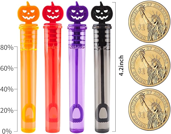 80PCS Halloween Party Favor, Bubble Wands for Kids, Trick or Treat Toys, Goodies Bag Fillers, Pinata Fillers, Mini Bubble Wands for Party