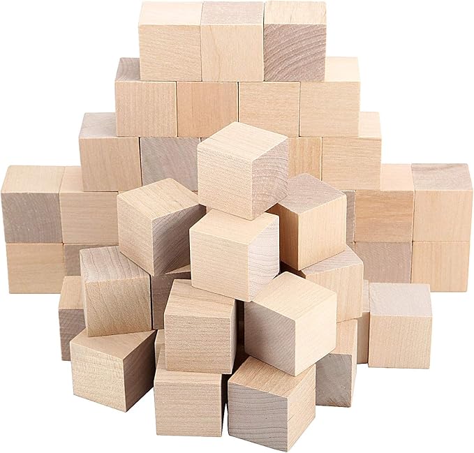 ZOENHOU 300 PCS 1 Inch Wooden Cubes, Blank Unfinished Wooden Block Set for Crafting Painting Decorating DIY Projects