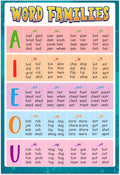 FLYAB Sight Words and Word Families Poster,12"x18" Word Wall Charts Educational Posters,Learning Classroom Poster for Kindergarten Preschool Homeschool Kids Room Decorations